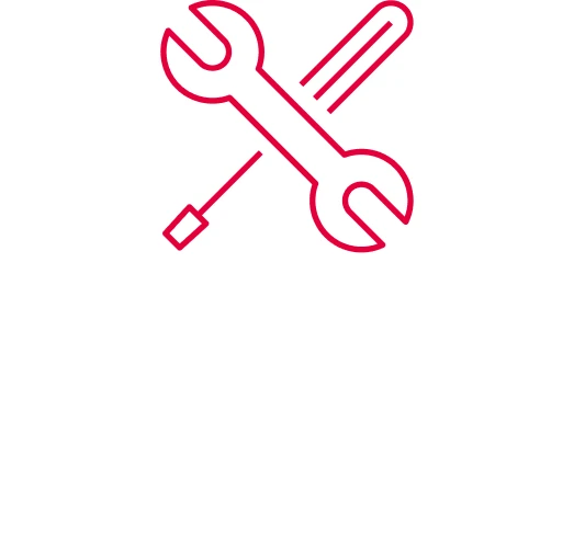 Werkzeug-Symbol in rot für Open-Source-Software