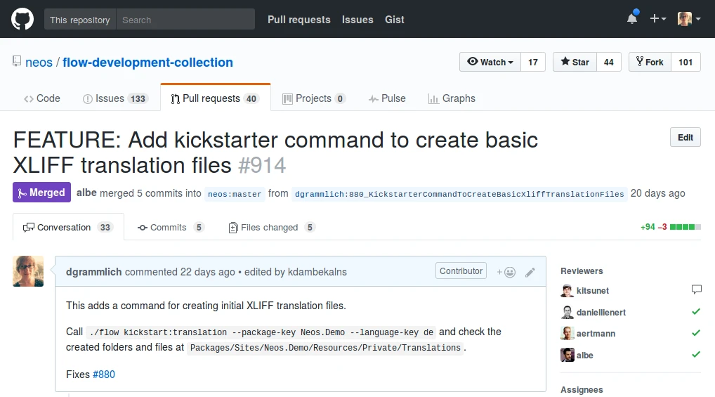 Mein Pull Request im Flow-Projekt