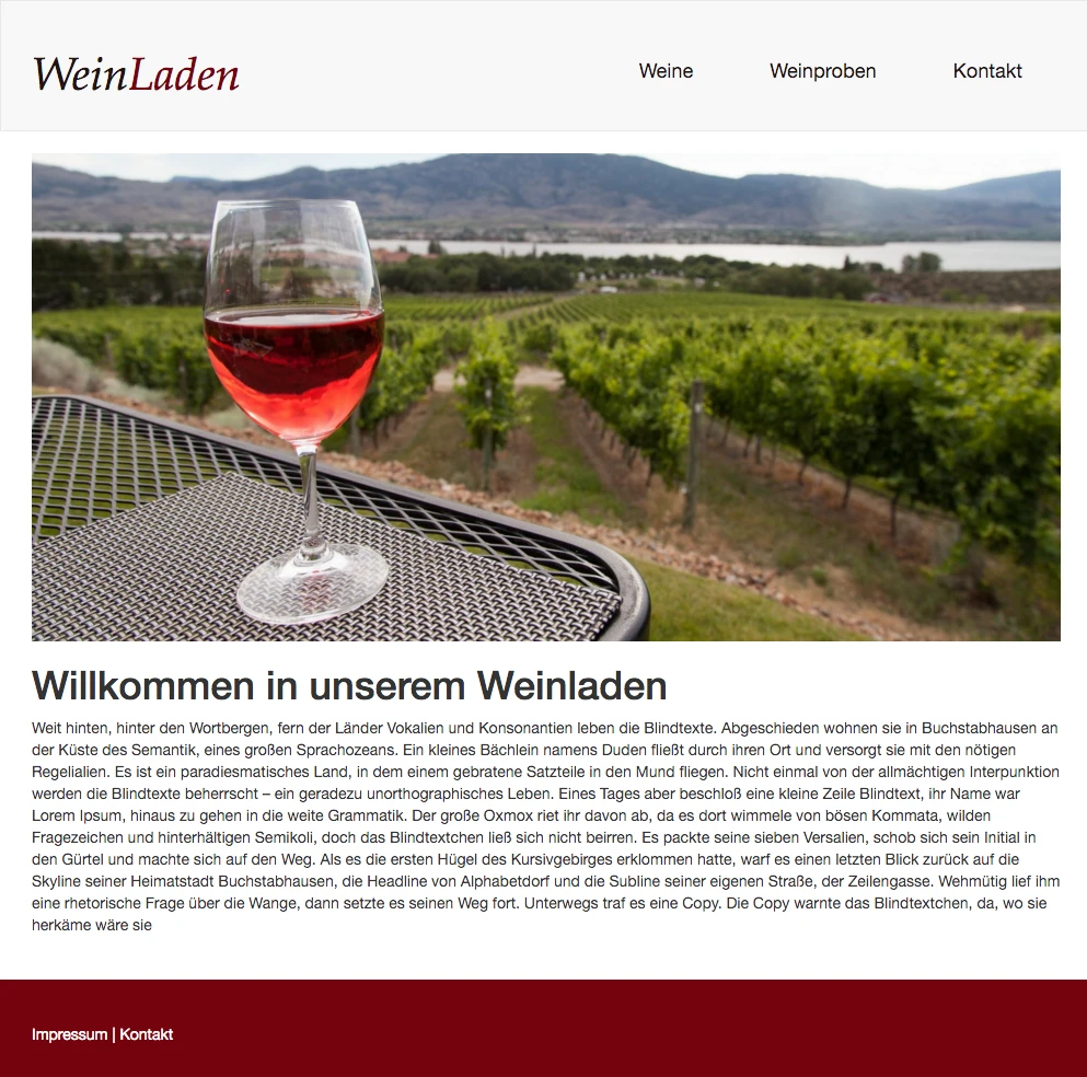 View of the wine store page after our workshop