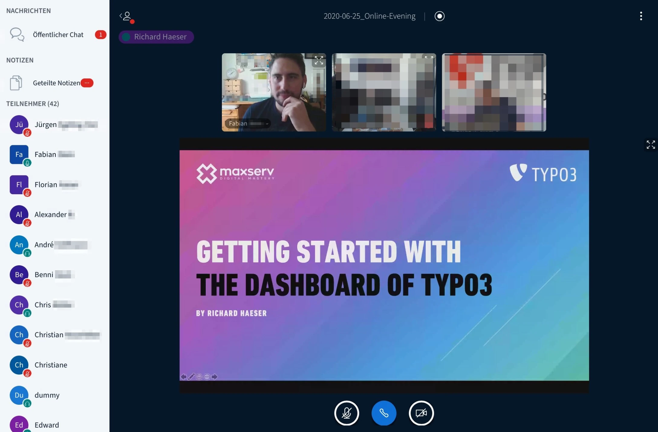 TYPO3 Dashboard in BBB