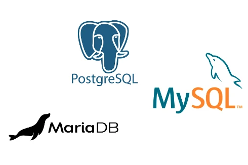 mariadb,PostgresSQL,mySQL mariadb,PostgresSQL,mySQL Database logos