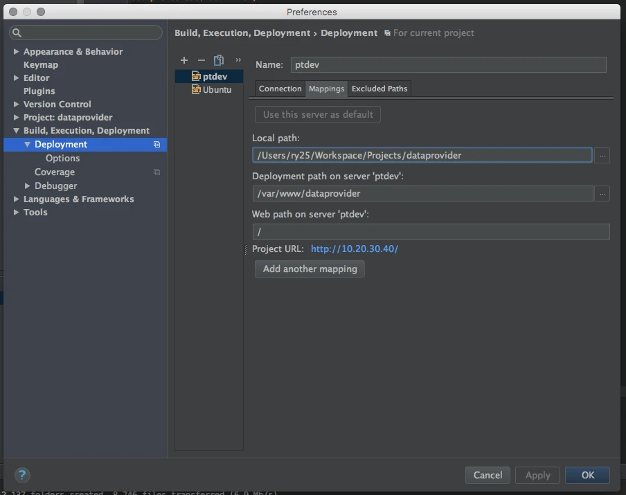 Screenshot of the Mappings category