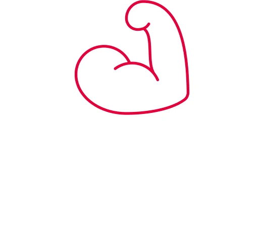 Arm-Symbol in rot für die punkt.de-Arbeitsweise