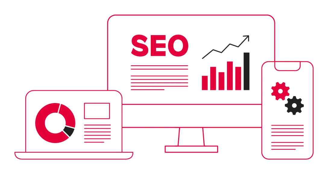 Suchmaschinenoptimierung kann vieles bedeuten. Wir helfen ihnen bei, technischen SEO. Schmückende Grafik für Suchmachinenoptimierung