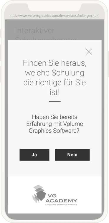 mobile Ansicht des Volume Graphics Schulungsfinders