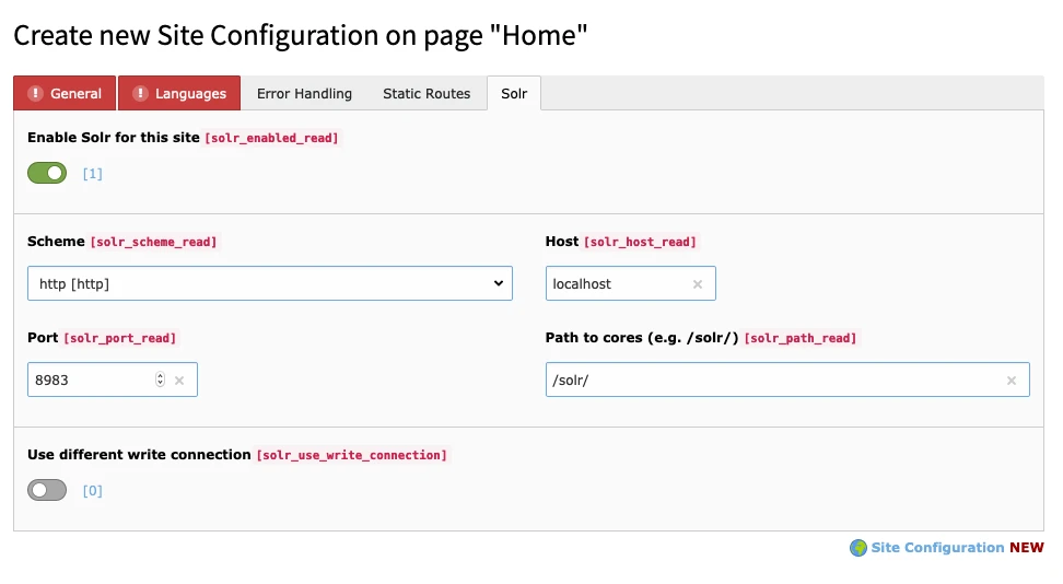 Neue Site Configuration anlegen