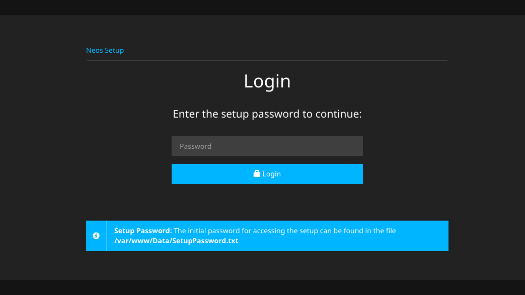The installation process starts with entering the setup password. The installation process starts with entering the setup password.