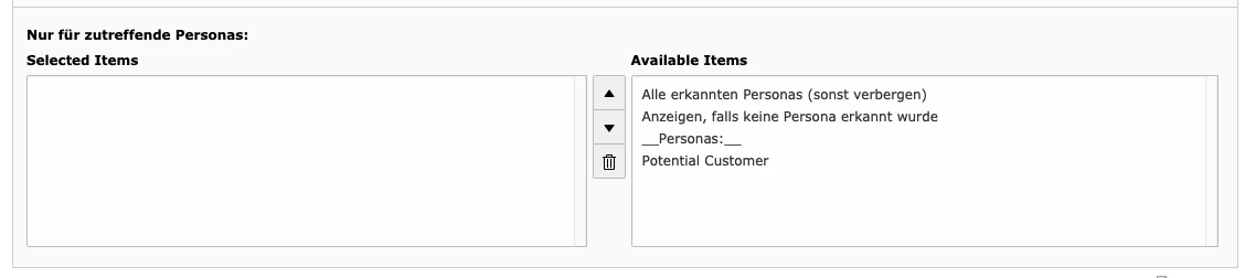 Personas Auswahl in Content Elementen