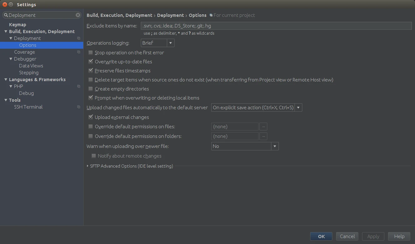 Screenshot der typo3.org Entwicklerbox: Synchronisation im Deployment anpassen