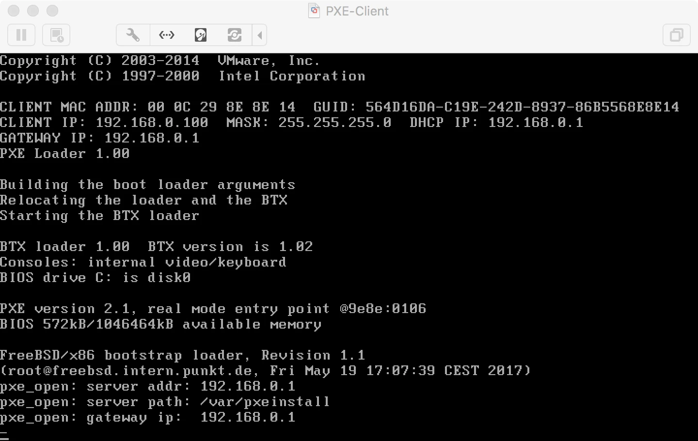 Screenshot von PXE