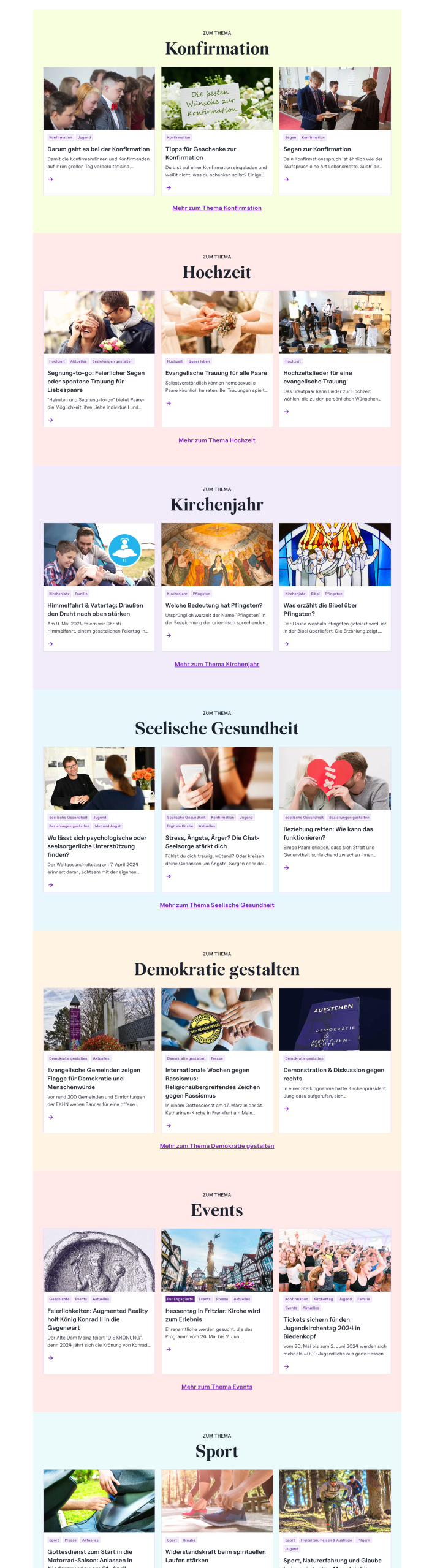 Themen der EKHN auf der Website