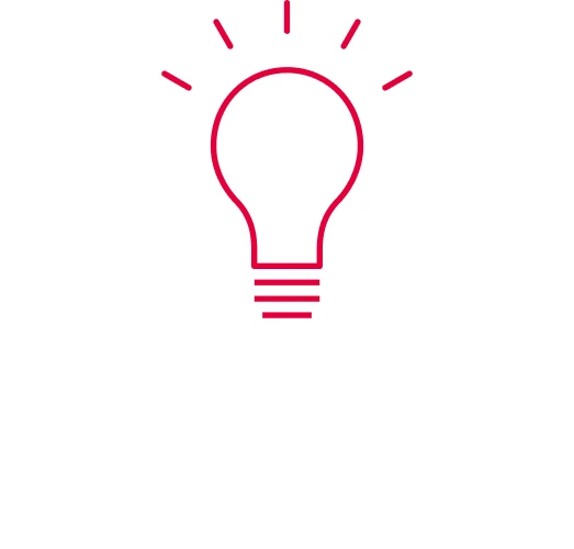 Glühbirnen-Symbol in rot für clevere Strategien