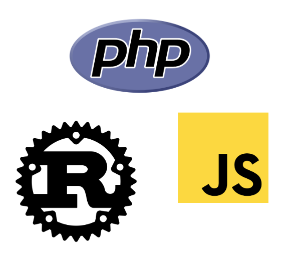 php,js,rust logos