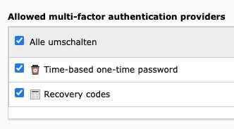 Allowed multi-factor authentication providers