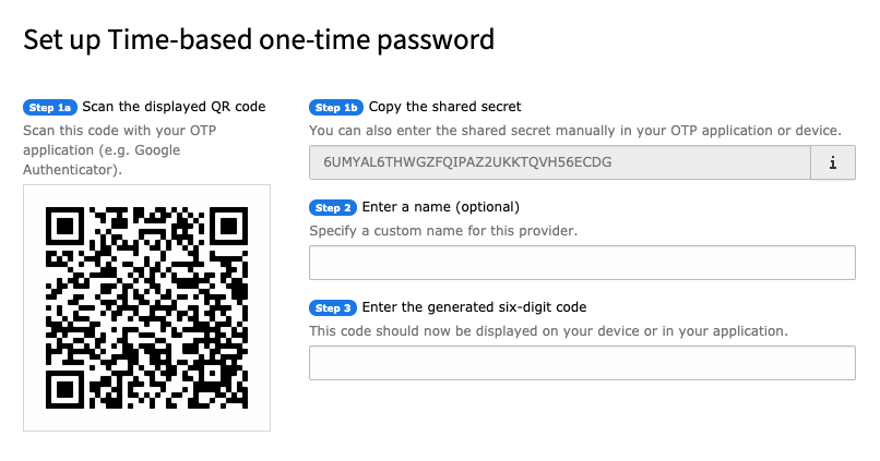 Set up time-based one-time password