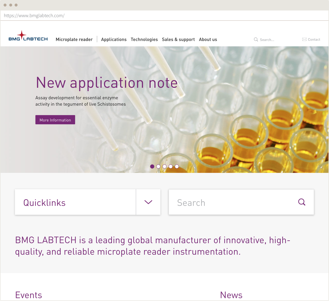 Screenshot der BMG Labtech Startseite