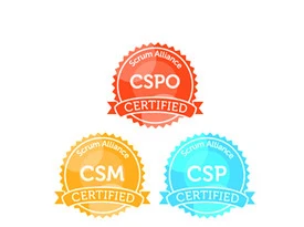 Logos von Certified Scrum Master, Certified Scrum Professional und Certified Scrum Product Owner
